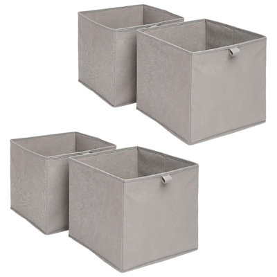 Ohs Plain Cube Fabric Storage Boxes - Grey / 4 - Image 3