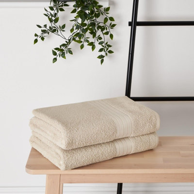 Ohs Luxury 100% Cotton 2 X Jumbo Bath SheetsBeige from B&Q