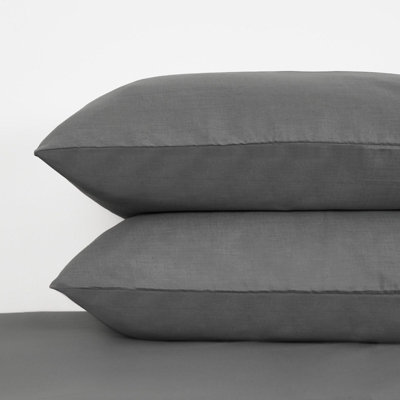 Ohs 2 X Soft Polycotton Housewife Pillowcase SetCharcoal50 X 75Cm from B&Q