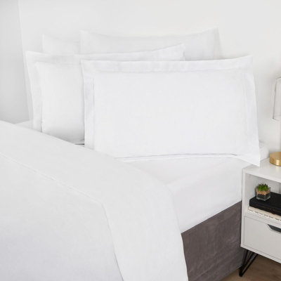 Ohs 2 X Soft Cotton Oxford Edge PillowcasesWhite50 X 75Cm from B&Q