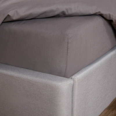 Ohs Polycotton 30Cm Deep Elasticated Fitted Bed SheetCharcoalSuper King from B&Q
