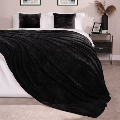 OHS Luxury Large Waffle Honeycomb Mink Warm Throw from B&Q