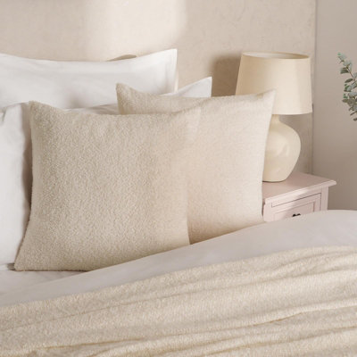 B&Q -  2 Pack Of Boucle Teddy Fleece Cushion Covers