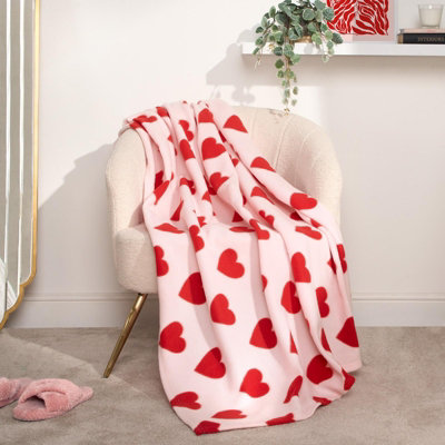 Ohs Love Heart Fleece Throw Over Bed BlanketMulti120 X 150Cm from B&Q