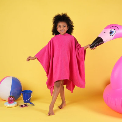 OHS Poncho Towel Childrens Absorbent Hood Quick Drying Beach Robe from B&Q