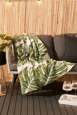 OHS Tropical Leaf Print Polar Fleece Throw from B&Q