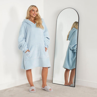 Ohs Hoodie Blanket Ultra Plush Wearable Sherpa Oversize Baby Blue from B&Q