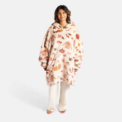 Ohs Autumn Hoodie Blanket Wearable Fleece Soft Throw Oversized Big Warm Jumper
