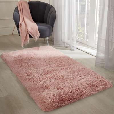 Ohs Fluffy Rug Anti-Slip Shaggy Runner Floor MatBlush60 X 150Cm from B&Q