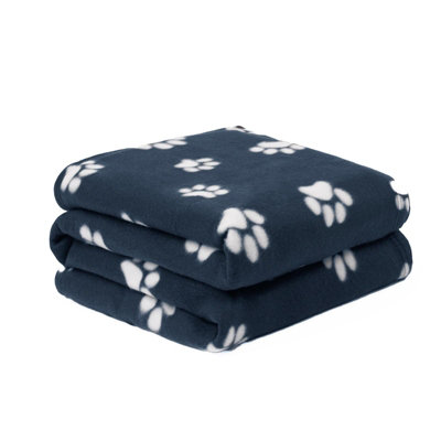 OHS Pet Dog Blanket Throw Soft Crate Paw Puppy Animal MatNavy120 X 150Cm from B&Q