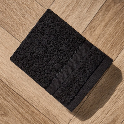 Ohs Luxury 100% Cotton Face Cloth Towel30 X 30CmBlack from B&Q
