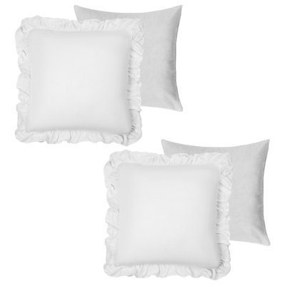 Ohs 2 X Linen Frill Cushion Cover Filled Sofa45 X 45CmWhite from B&Q