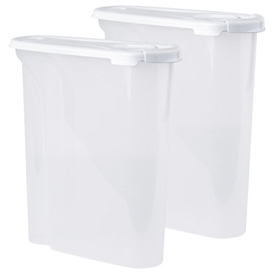 Wham Storage 2 X Container Cereal Dry Food Pasta Dispenser Kitchen 2.5L Lid, White