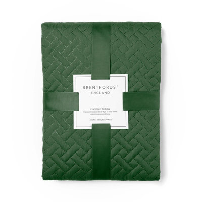 Ohs Geo Pinsonic Blanket Throw Quilted BedspreadGreen200 X 240Cm from B&Q