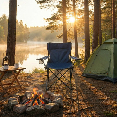 OHS Outdoor Camping Chair Folding Portable Picnic Garden Fishing SeatNavyAdults from B&Q