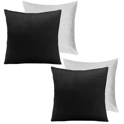 Ohs 2 X Matte Velvet Filled Cushion Covers Soft ZipBlack45 X 45Cm from B&Q