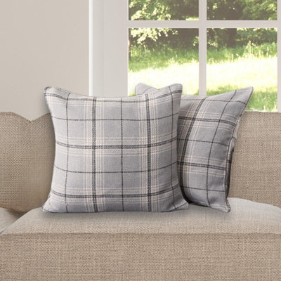 OHS 2 Pack Woven Check Cushion CoversGrey45X45Cm from B&Q