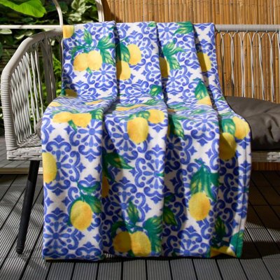 OHS Lemon Throw Polar Fleece Picnic Travel Warm Sofa Chair Blanket Soft Bedspread from B&Q
