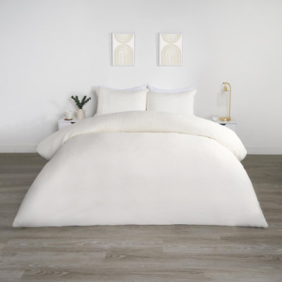 OHS Filled Pinsonic Arches Panel Duvet Cover Bedding SetCreamKing from B&Q