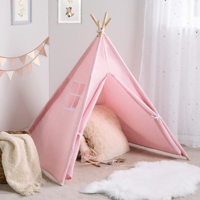 Ohs Teepee Play Tent Kids Foldable Sleepover Indoor Childrens StorageBlush Pink from B&Q