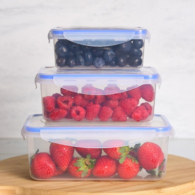 OHS Airtight Food Storage Containers 3 Piece Set Seal Lock Bpa Fresh, Square