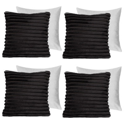 OHS 4 X Faux Fur Thick Rib Filled Cushion Covers from B&Q