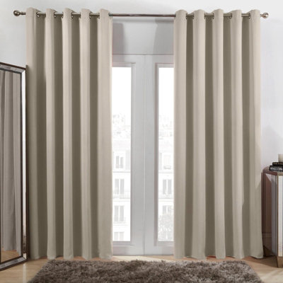 Ohs Eyelet Blackout Curtains Pair Of Thermal Ring TopStone66 X 90 from B&Q