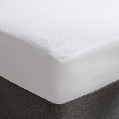 B&Q -  Essentials Terry Fleece Waterproof Mattress Protector Topper CoverDouble