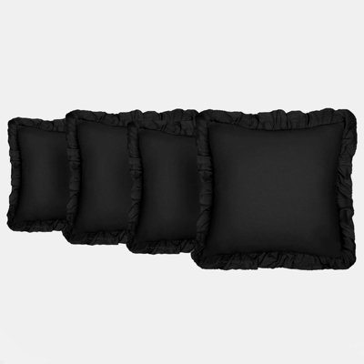 Ohs 4 X Linen Frill Cushion Covers Sofa45 X 45CmBlack from B&Q