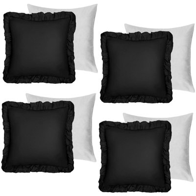 Ohs 4 X Linen Frill Cushion Cover Filled Sofa45 X 45CmBlack from B&Q