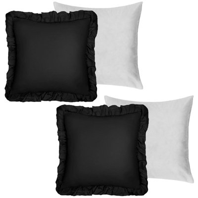 Ohs 2 X Linen Frill Cushion Cover Filled Sofa45 X 45CmBlack from B&Q