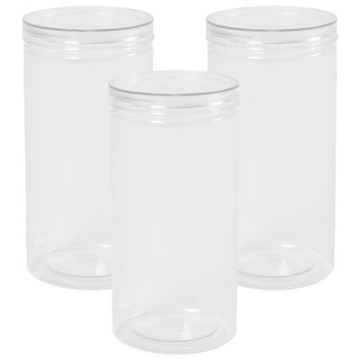 OHS 3 X Storage Jar Round Plastic Food Organiser Tea Coffee Sugar HolderLarge from B&Q