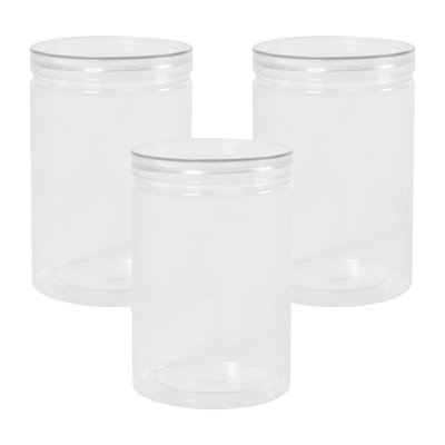 OHS 3 X Storage Jar Round Plastic Food Organiser Tea Coffee Sugar HolderMedium from B&Q
