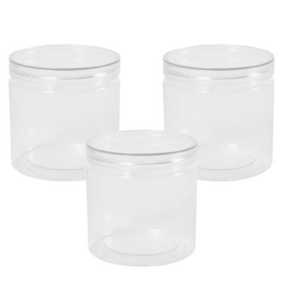 OHS 3 X Storage Jar Round Plastic Food Organiser Tea Coffee Sugar HolderSmall from B&Q