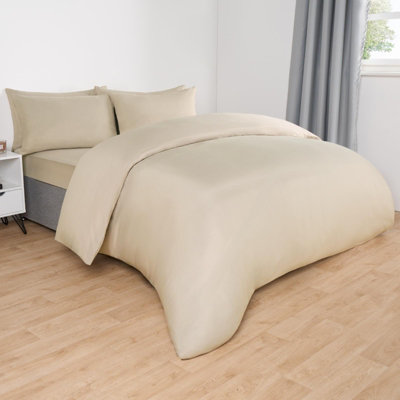 Ohs Plain Duvet Cover Pillowcase Bedding SetNaturalSingle from B&Q
