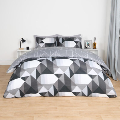 OHS Duvet Cover Bedding Set Pillowcase Geometric Reversible QuiltMonoSingle