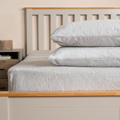 OHS Teddy Fleece Pillowcase Cover Bedding Set 2 X Thermal50 X 75CmGrey from B&Q