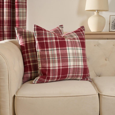 OHS Woven Check Cushion Covers Tartan Pack Of 2 Pillow45 X 45CmRed from B&Q