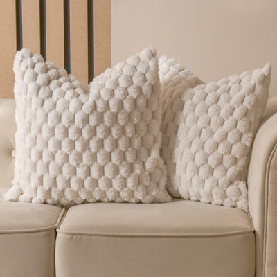 OHS 2 Pack Waffle Faux Fur Cushion CoversCream45 X 45Cm from B&Q