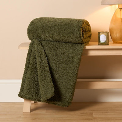 Ohs Teddy Fleece Blanket Large Throw Over BedGreen150 X 200Cm from B&Q