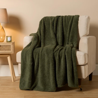 Ohs Teddy Fleece Blanket Large Throw Over BedGreen200 X 240Cm from B&Q