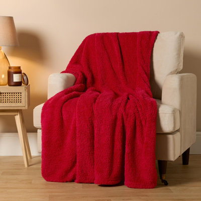 Ohs Teddy Fleece Blanket Large Throw Over BedRed150 X 200Cm from B&Q
