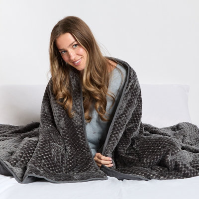 Ohs Waffle Fleece Weighted BlanketCharcoal8Kg from B&Q