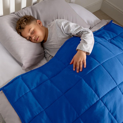 OHS Weighted Blanket Supersoft Stress Anxiety ReliefBlue/grey3Kg 100 X 150Cm from B&Q