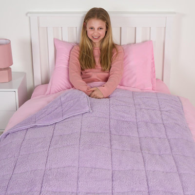 OHS Teddy Fleece Weighted Blanket Kids Bed Soft ThrowLilac3Kg 100 X 150Cm from B&Q