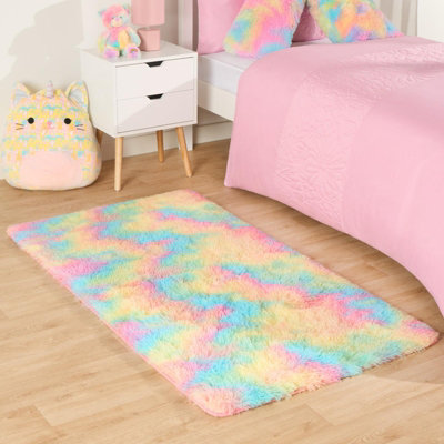OHS Fluffy Rug Anti-Slip Plain Shaggy Floor MatTie Dye80 X 150Cm from B&Q
