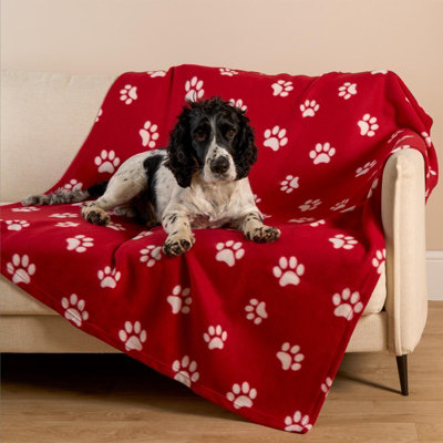 Ohs Pet Dog Blanket Throw Soft Crate Paw Puppy Animal MatRed120 X 150Cm from B&Q
