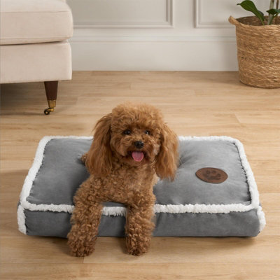 OHS Sherpa Bind Pet Bed Dog Puppy Comfy Mat Cushion Washable FleeceGreyLarge from B&Q