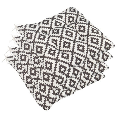 OHS Seat Pads 4 Garden Chairs Cover Ties Geo Outdoor Cushions from B&Q