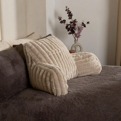 OHS Reading Cushion Faux Fur Fleece Heatable Lumbar PillowNaturalOne Size from B&Q